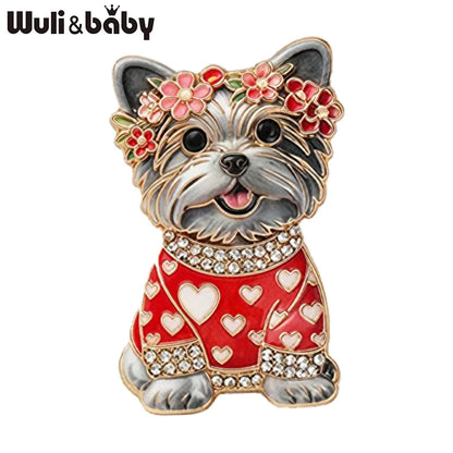 Wuli&baby Cute Sitting Dog Brooches For Women Unisex 4-color Wear Clothes Puppy Animal Party Casual Brooch Pin Gifts