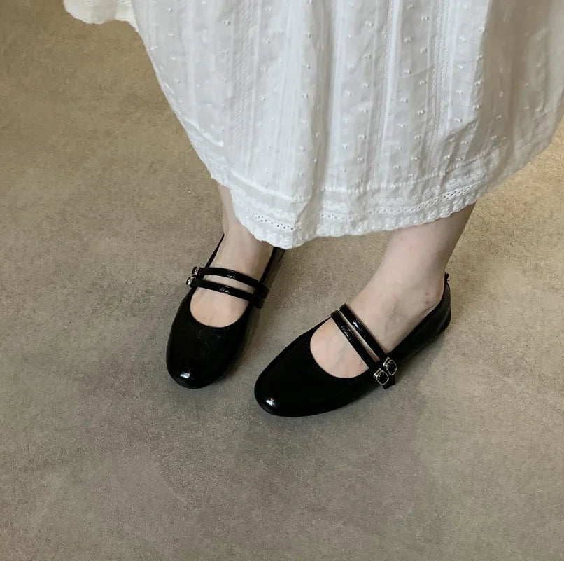 Female Shallow Luxury Fashion Buckle Strap Footwear New In 2026 Ladies Flats With Shoes Flats Mary Janes Shoes