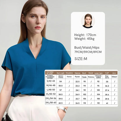 AMII Minimalism 2026 Summer Women's T-shirt Classic Style Casual V-neck Short Sleeve Solid Stretch Female Tops & Tees 12312013