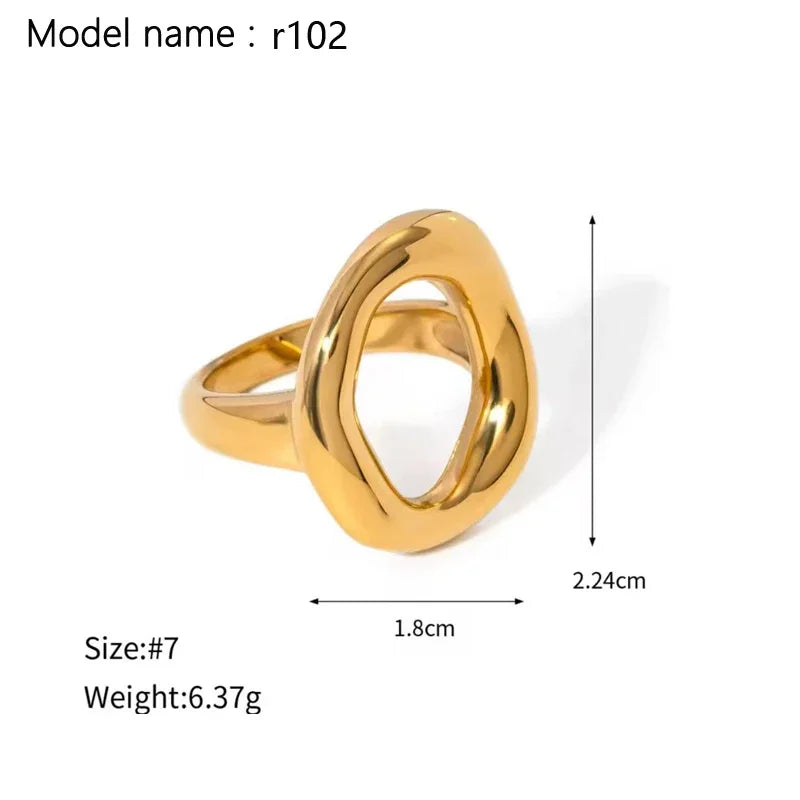 2026 Simple Stainless Steel Rings For Women Gold Color Smooth Geometric Open Rings Arc Rings Diamonds Jewellery Ring Gift