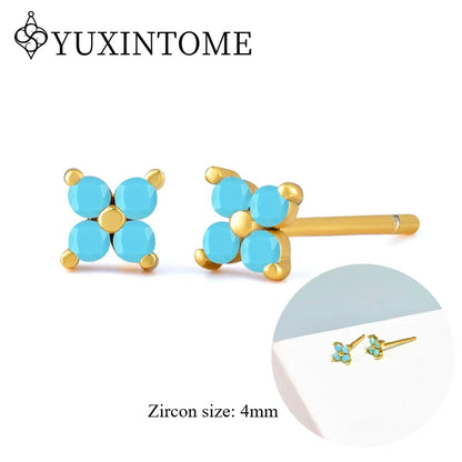 925 Sterling Silver Ear needles Crystal Zircon Small studs Earrings for Women gold-plated round Piercing Earrings New in 2022