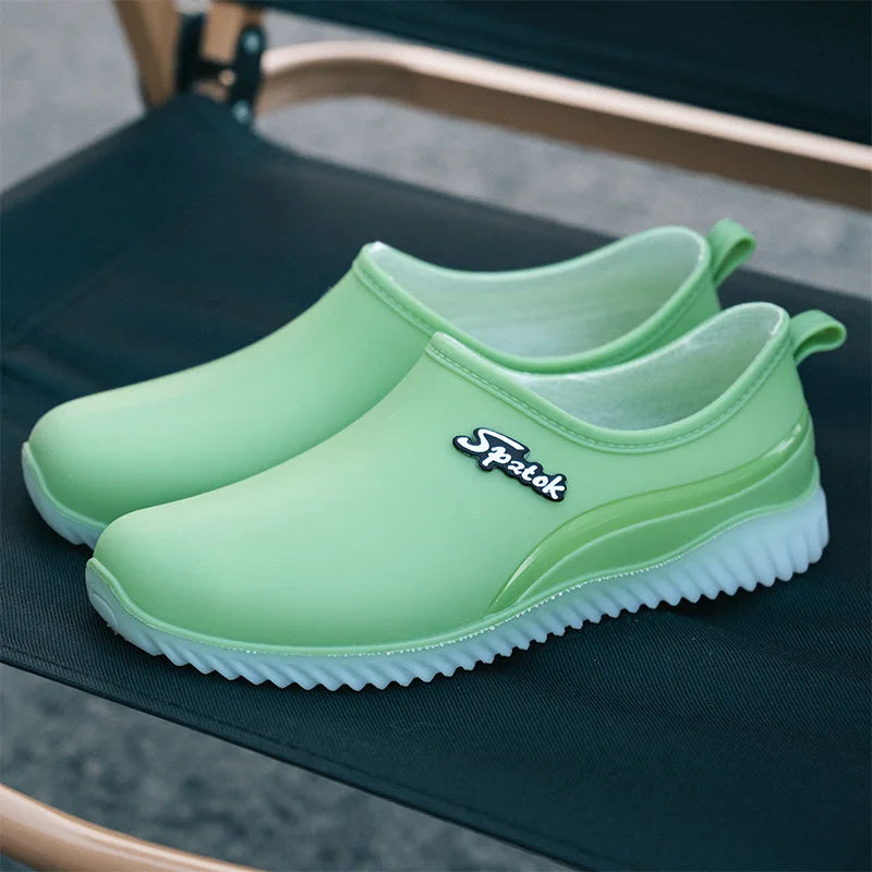 women's plush rain shoes warm waterproof galoshes woman low top rainshoes female chef work shoes ladies green water shoes 2026