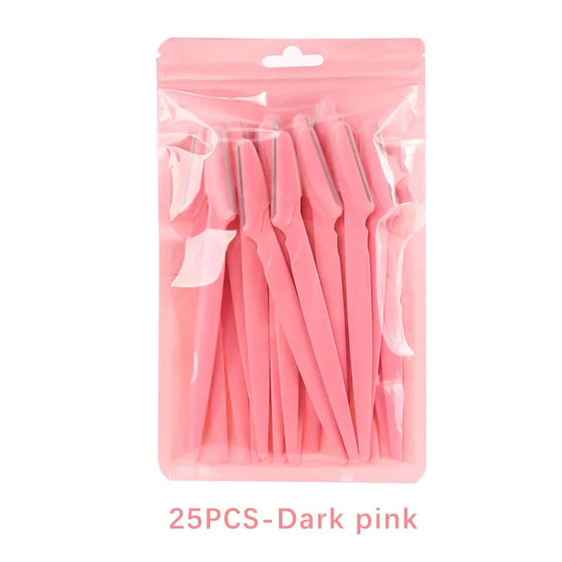 12/25/60Pcs Eyebrow And Facial Razors Eye Brow Trimmer With Safety Cover Face Hair Removal Tool Shaver Blade Brows Shaping Knife