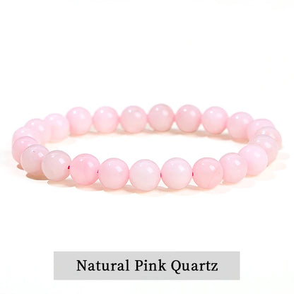 JD Natural Stone Beads Bracelet Amethyst Tiger Eye Crystal Quartz Agate Gem Beads Bangles Women Men Reiki Healling Jewelry Gift