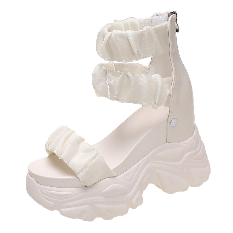 Women's Zip-Back Platform Wedge Sandals