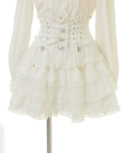 Japanese Lolita Lace Layered Skirt Women Anime High Waist Maid Style Sweet Ruffle Cake Skirt Kawaii Harajuku A-Line Mini Skirt