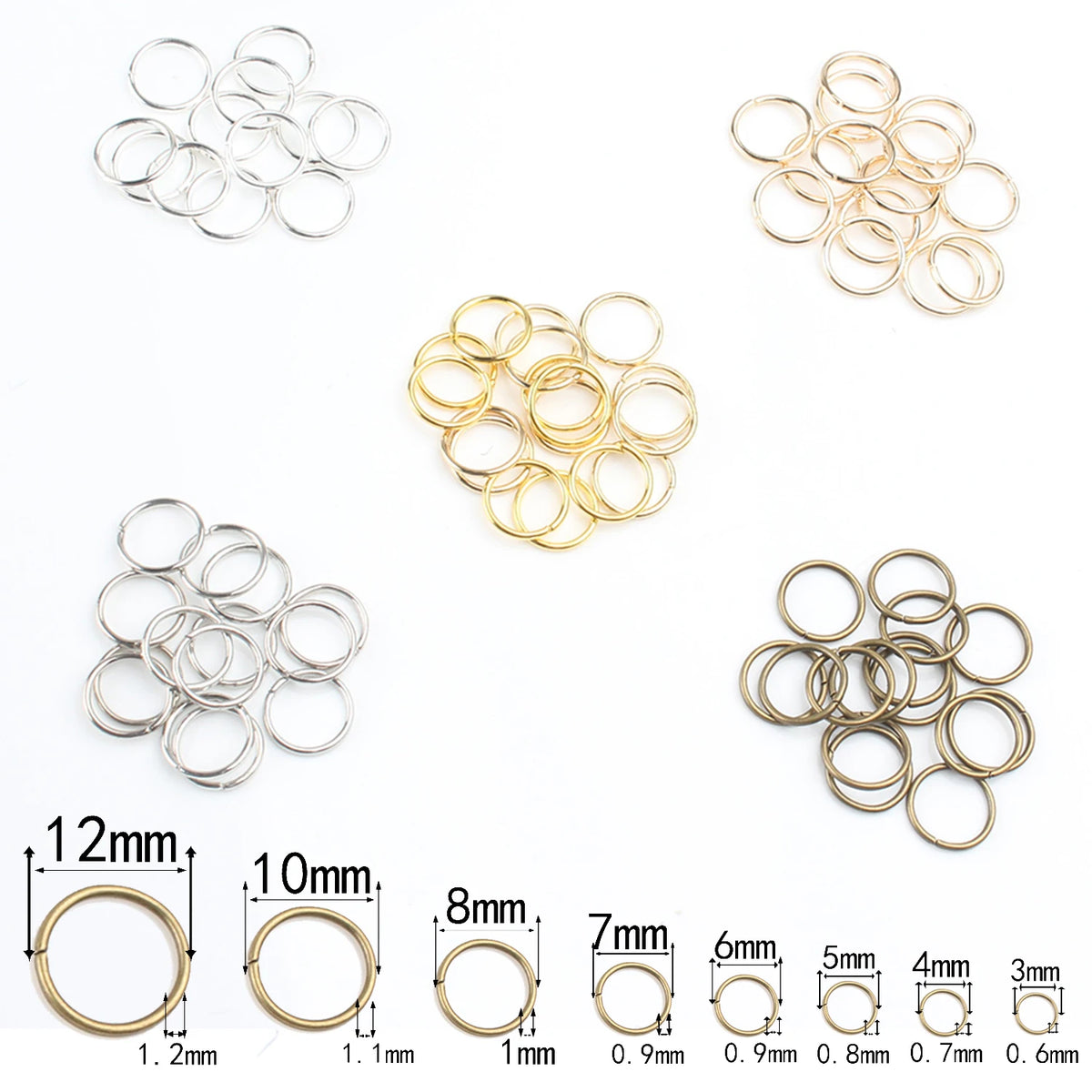 3-12mm Gold Silver Color Loops Open Jump Rings Metal Split Rings Connectors For Diy Jewelry Finding Making Accessories Supplies