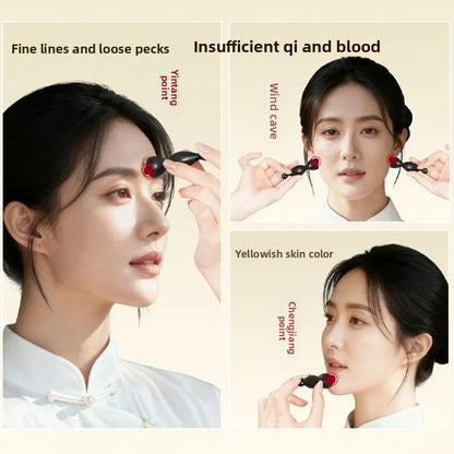 Yangjiao Purple Sandalwood Small Lotus Pong Eye Massage Comb Meridian Comb Facial Acupoint Facial Stretching Rod Massage Roller