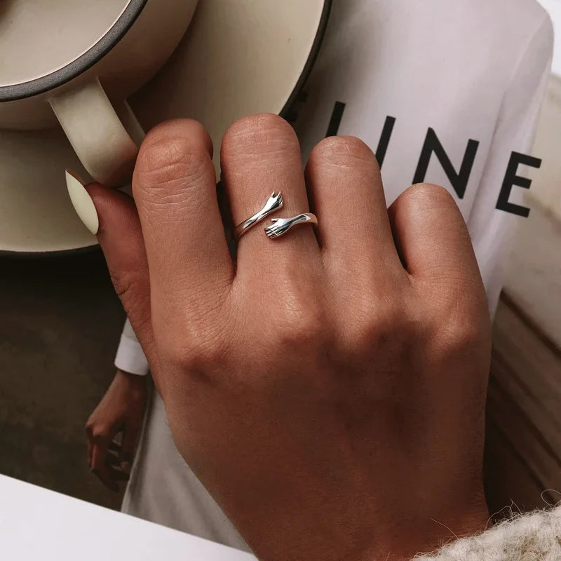 WOSTU 925 Sterling Silver Pet Cat Stackable opening Ring For Women Snake Dog Adjustable rings Fine Jewelry Party Birthday Gift