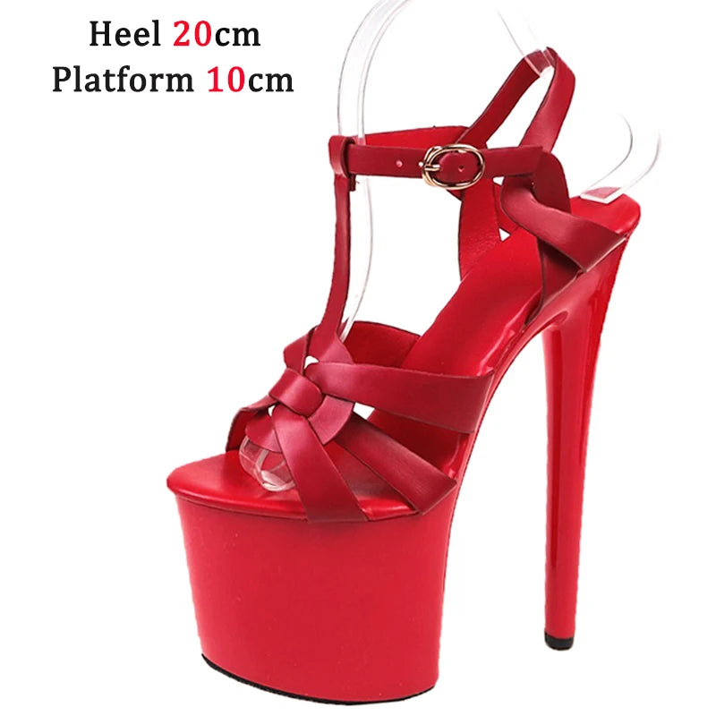 Naked Color Dress Party Shoes Women Sexy Show Sandals 15 17 20 CM High Heels Platform Sandals Girls Shoe Party Club Plus Size 43