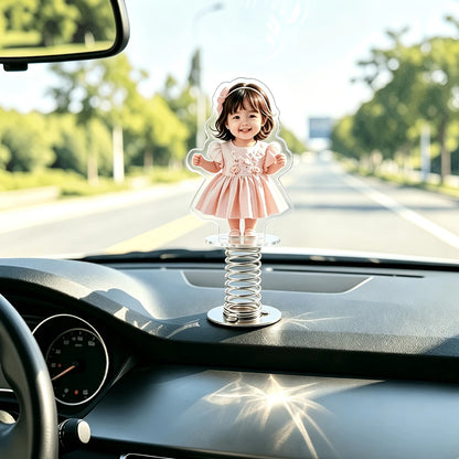 Personalized Car Decorations Bobble Shaking Ornaments Photo Custom Acrylic Desktop Standee Ornaments Gifts for Family Friends
