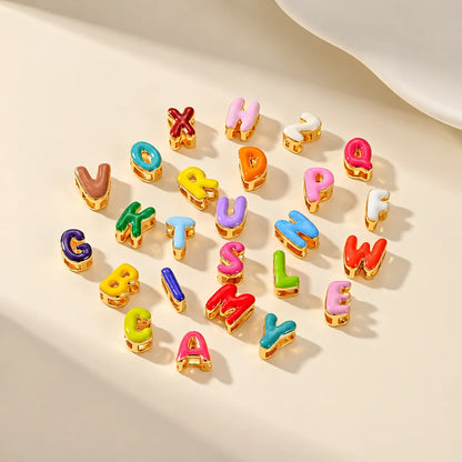 Custom Name Bubble Letter Necklace 304 Stainless Steel Chain Personalized Random Colored Enamel Letter Pendant Bohemian Necklace