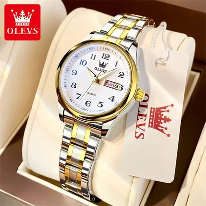 OLEVS 5567 Best Seller Women's Watches Simple Steel Strap Waterproof Luminous Date Week Original Quartz Wristwatches for Woman
