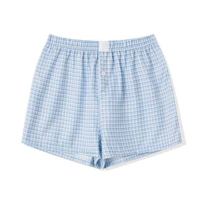 hirigin Women Y2k Gingham Boxer Shorts Stripes Button Elastic Waist Boxers Cute Mini Bloomers Plaid Loose Fit Boy Shorts