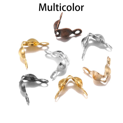 100/200pcs Connector Clasp Fitting 4*8mm Ball Chain Calotte End Crimps Beads Connector Components For DIY Jewelry Making