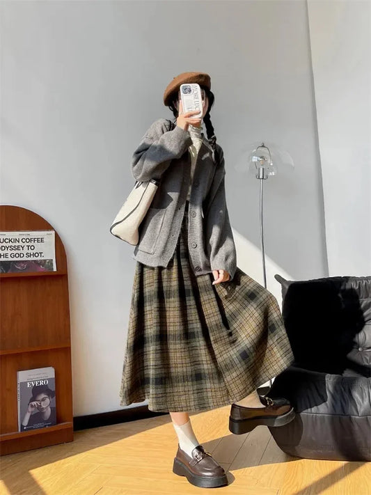 Women's Plaid Pleated A-Line Skirt