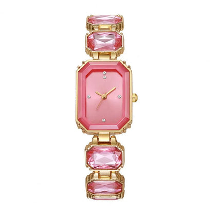 Ladies Bracelet Quartz Watch Sparkling Rhinestone Rectangular Dial Watch Faux Diamond Bracelet Wristwatch For Jewelry Timepiece