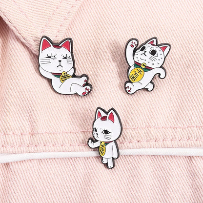 Funny Middle Finger Cat Enamel Pins - Turbo Granny Spying Cartoon Anime Characters Brooches Lapel Badge for Humorous Gifts