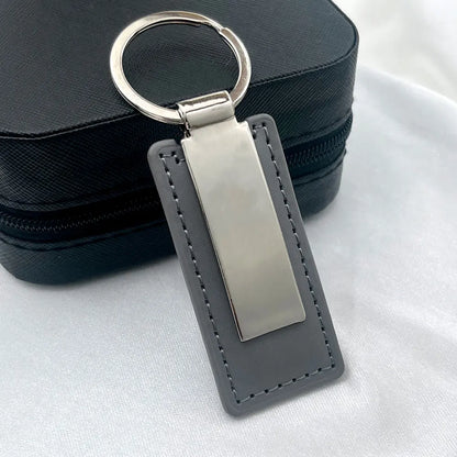 Hot Custom Logo Metal Stainless Steel for Car Moto Keychain Men and Women Keyring Leather Engraved Engraving Key Chain Gift