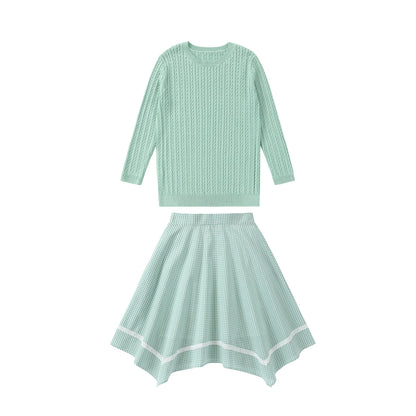 AS SS26 Sage Collection 100% Cotton Gingham Girls Embroidery Collar Dress Cable Sweater Top Brother Sister Family Matching