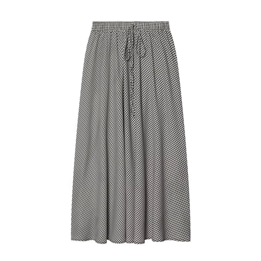European and American style women's 2026 summer new fashion elastic waist small plaid simple A-line MIDI skirt