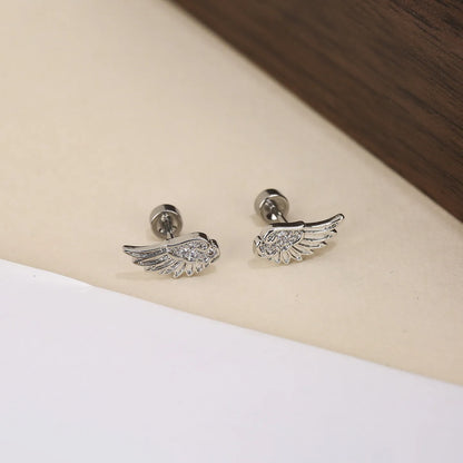 A Pair Vintage Couples Creative Angel Wings Stud Earrings Women Punk Studs Birthday Jewelry Gift