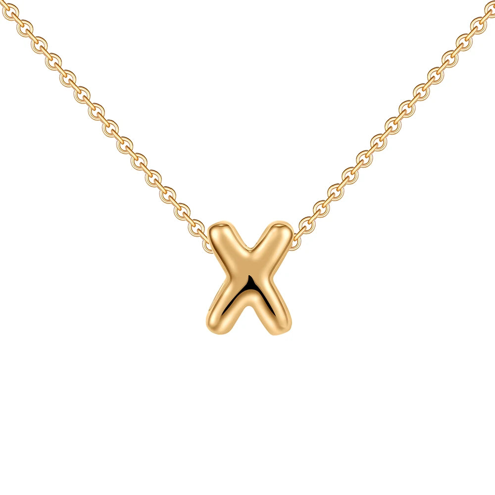 Dainty Mini Bubble Letter Necklace Gold Plated Balloon Initial Tiny Small Pendent Necklaces for Women Jewelry Teen Girls Gifts