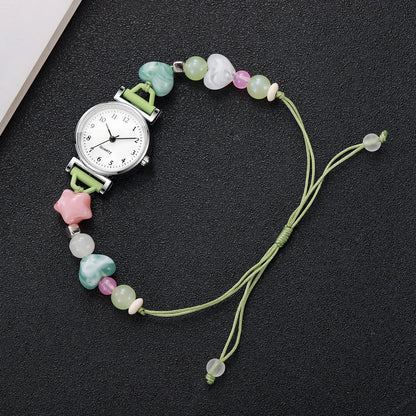Fashion Arabic Dial Women Quartz Watch Sweet Star Beads Bracelet Strap Ladies Dress Wristwatches Relogio Feminino (Without Box)