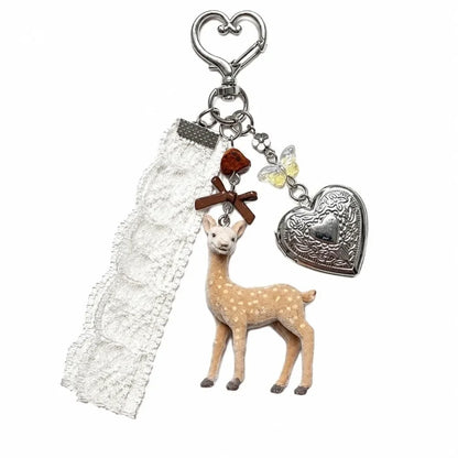 Cute Portable Deer Keychain 11.5cm Length Korean Style Phone Charms Handmade DIY Bead Case