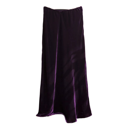 2026 Women's Early Spring New Plus Size Elegant 30% Natural Mulberry Silk Velvet Premium Versatile Solid Color Fishtail Skirt