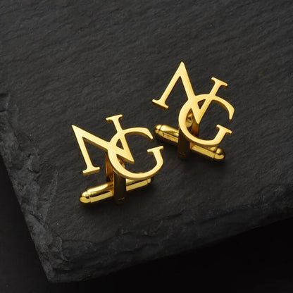 Customized First Letter Combination Cufflinks, Stainless Steel Groom And Groomsman Cufflinks Set, Personalized Holiday Gifts