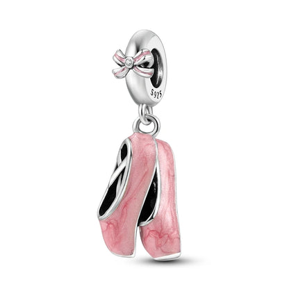 Pink Charms Original 925 Sterling Silver Heart Bow Perfume Bottle Charms Beads Pendants Fit Bracelet DIY Women Jewelry Making