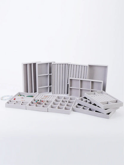 1 Set, (Including 8PCS) Flocking Jewelry Box Jewelry Tray