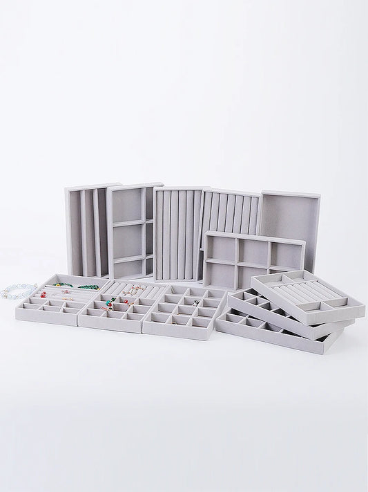 1 Set, (Including 8PCS) Flocking Jewelry Box Jewelry Tray