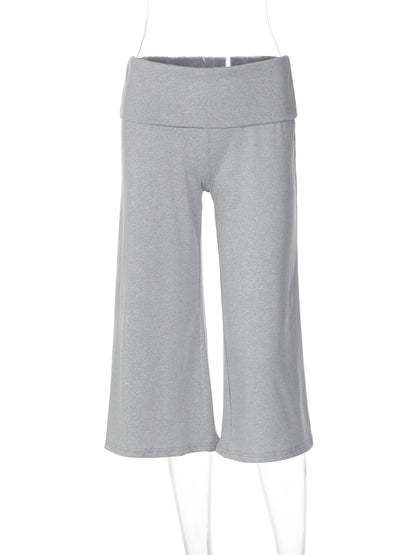 Dulzura Women'S Solid High Waist Slim Fit Calf-Length Pants Casual Versatile Flare Long Pants Party Club Street Summer Clothes