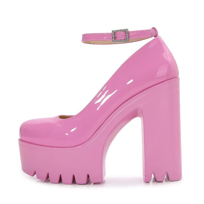 Spring Autumn Casual High Heels Shoes Sexy Chunky Heel Platform  Shoes White Black Size 42 Single shoes