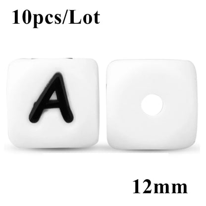 Kovict 10~50Pcs/Lot Silicone Letters Bead 12mm English Alphabet Beads For Jewelry Making DIY Personalized Name Chain Accessories