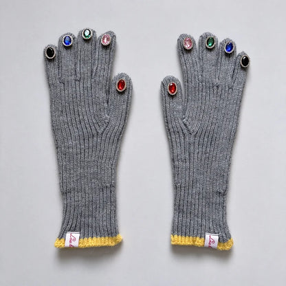 Women Winter Warm Knitted Full Finger Gloves Solid Wool Luxury Rhinestone Girl Fashion Touch Screen Mittens Female Drving