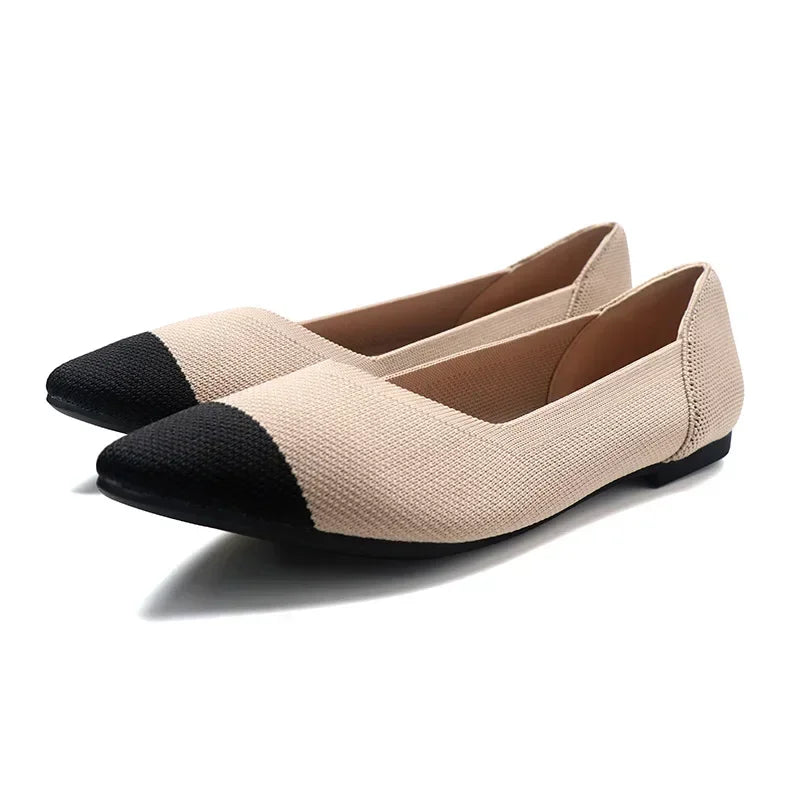 Women's Shoes Mesh Breathable Pointed Toe Flat Shoes Fashion Soft Bottom Knitted Shoes Female Casual Slip on Footwear Loafers85