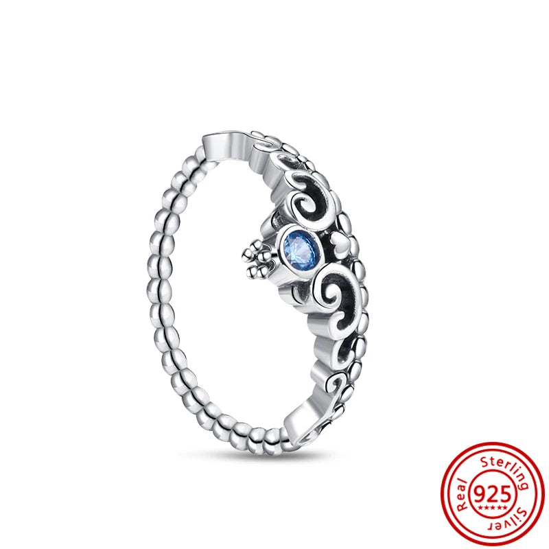 New 925 Sterling Silver Shiny Classic Square Crown Heart-shaped Ring Exquisite Luxury Charm Jewelry Holiday Surprise Gifts