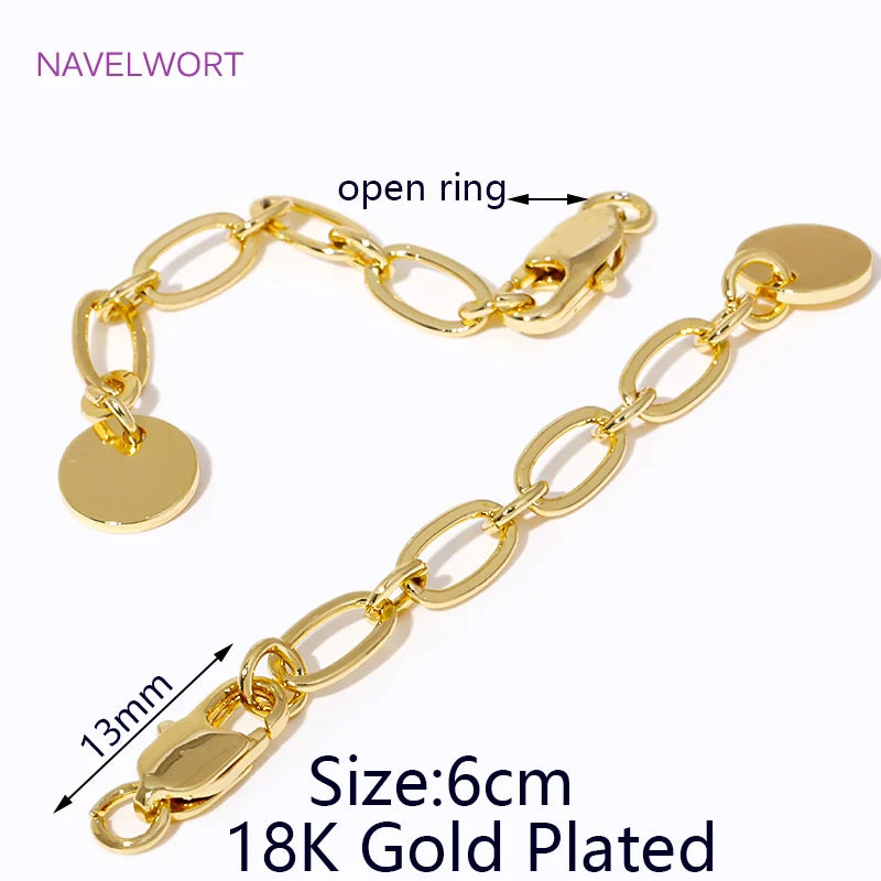 1/3/5Pcs/Lot 18K Gold Plated Round Extension Chain For Jewelry Making,Brass Extended Tail Chain DIY Necklace Accessories