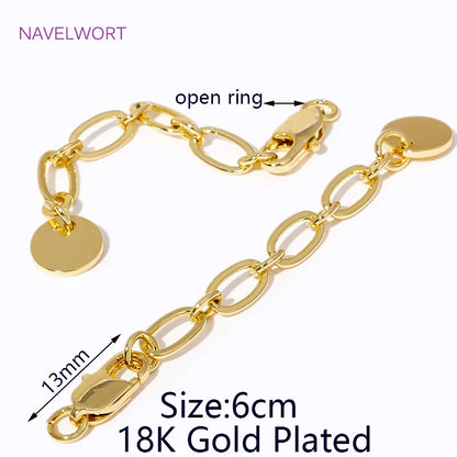 1/3/5Pcs/Lot 18K Gold Plated Round Extension Chain For Jewelry Making,Brass Extended Tail Chain DIY Necklace Accessories