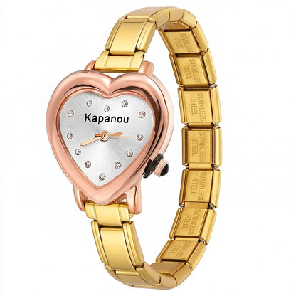 URING Colorful Classic Quartz Heart Watch Dial & Connector Fit 9mm Stainless Steel Italian Charm Link Jewelry for Women Men Gift