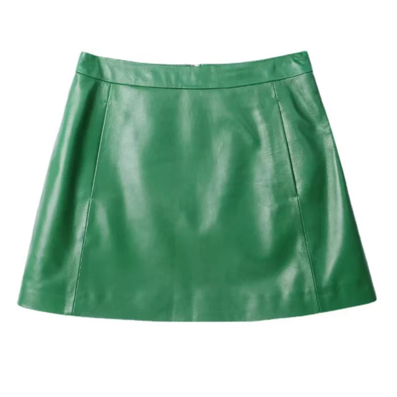 Sheepskin Leather Skirt Women 2026 Fashion New High Waist Skirt Spring Autumn Slim Mini Skirt Genuine Leather Shorts Boots Y2k