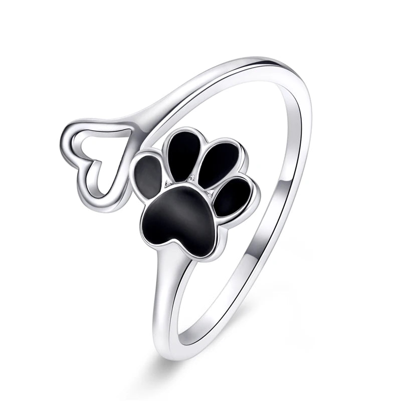 WOSTU 925 Sterling Silver Pet Cat Stackable opening Ring For Women Snake Dog Adjustable rings Fine Jewelry Party Birthday Gift