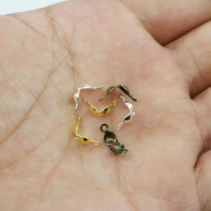 100/200pcs Connector Clasp Fitting 4*8mm Ball Chain Calotte End Crimps Beads Connector Components For DIY Jewelry Making
