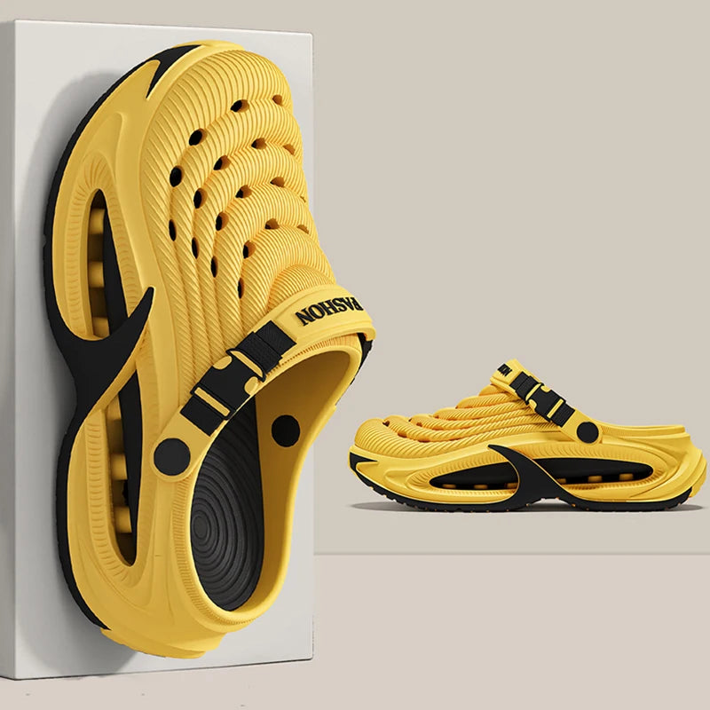Fashion Hollow Out Thick Bottom Sports Sandals Men Eva Soft Sole Summer Clogs Sandals Men Non Slip Outdoor Driving Beach Sandles