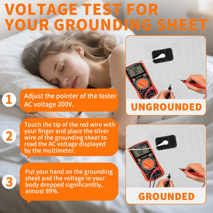 Grounding Sheet with Grounding Cord Organic Cotton and 10% Silver Fiber Materials Natural Wellness Antistatic Release Stress