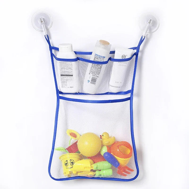 Baby Shower Bath Toys White Baby Kids Toy Storage Mesh with Strong Suction Cups Toy Bag Net Bathroom Organizer for Kids Toddlers
