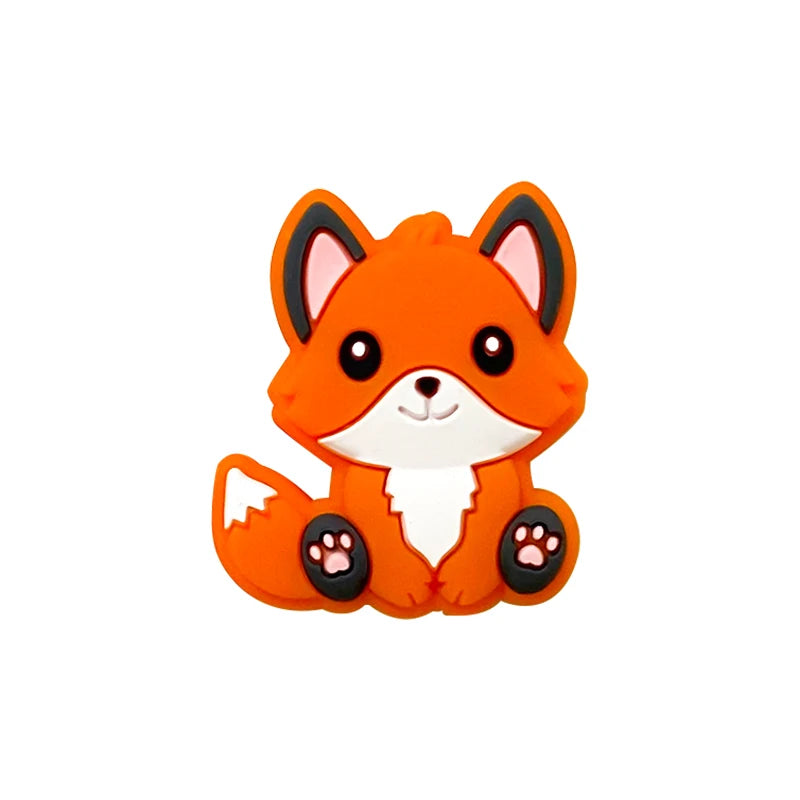 1/3/10pcs New Silicone Teether Cartoon  Squirrel Head Animal Food Grade DIY Baby Teething Teether Toy Accessories Ring